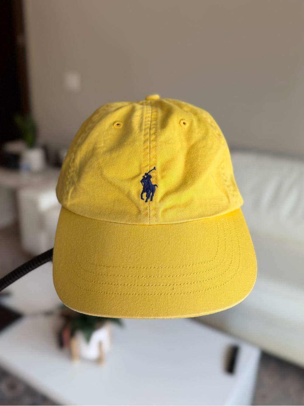 💯 Authentic Polo Ralph Lauren Yellow Cap with Navy Pony Logo (Newer)